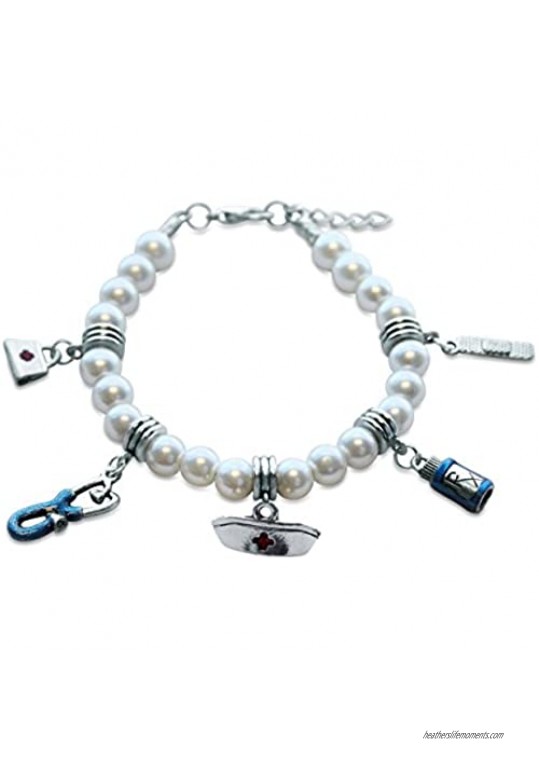 Whimsical Gifts Nurse Charm Bracelet in Silver