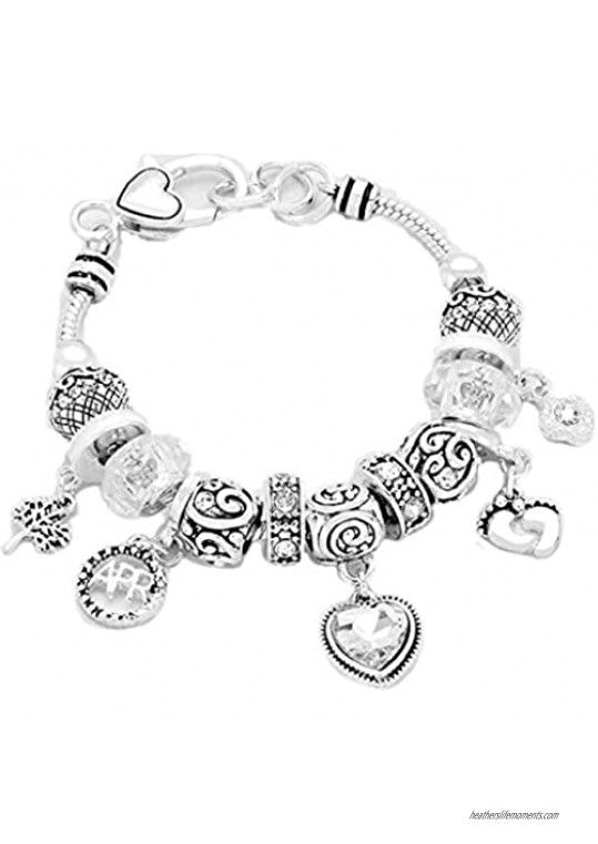 4EverSparkles April Birthstone Bracelet Crystal Multi Bead Euro Style B1