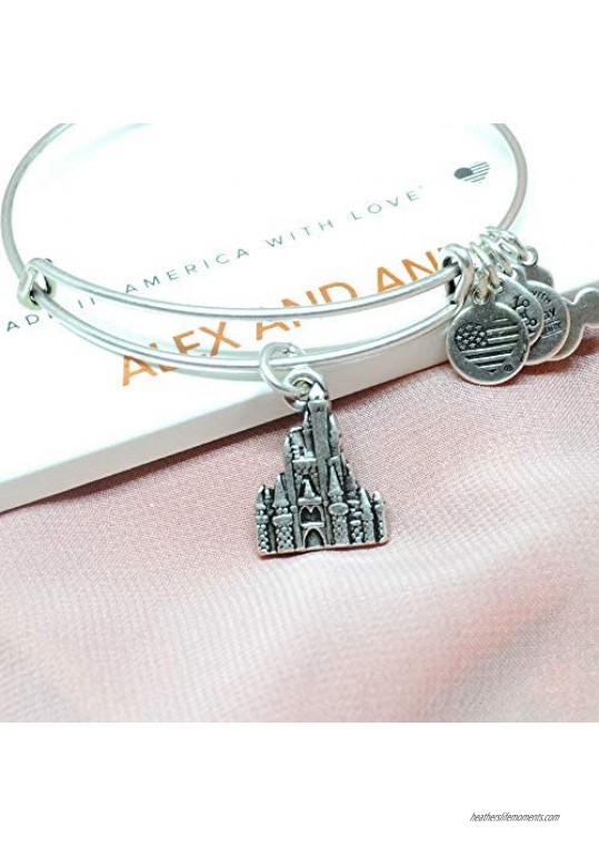Alex and ANI Disney Parks Cinderella Magic Kingdom Castle Figural Bangle - Charm Bracelet Jewelry Gift (Silver Finish)