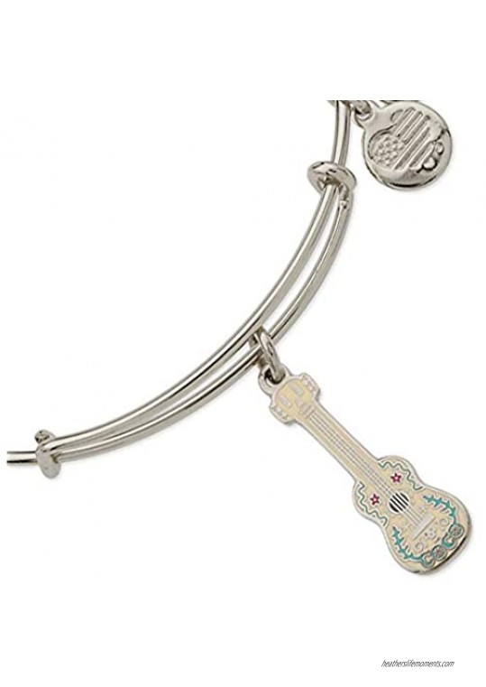 Alex and Ani Disney Parks Coco Guitar Charm Bangle Bracelet (Silver)