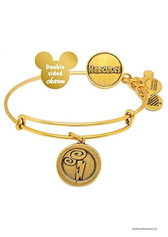 Alex and ANI Disney Parks Hercules Zeus' Lightning Bolt Medallion Bangle - Symbol of God - Charm Bracelet Jewelry Gift (Gold Finish)