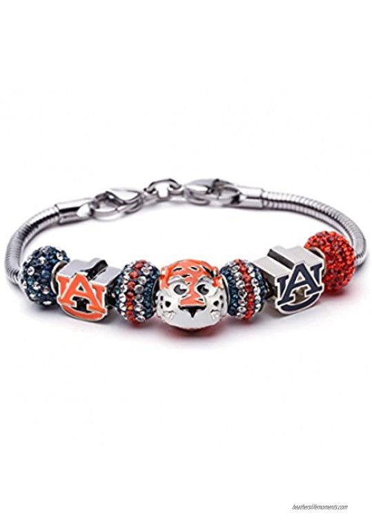 Auburn Charm Bracelet | Love Auburn University Tigers Bracelet | Auburn Bracelet | Auburn Gift