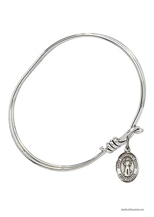 Bonyak Jewelry Oval Eye Hook Bangle Bracelet w/St. Francis of Assisi in Sterling Silver