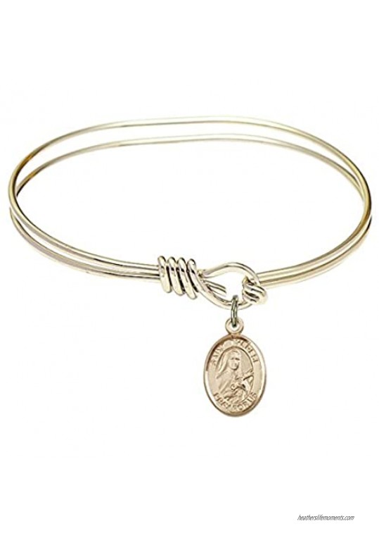 Bonyak Jewelry Oval Eye Hook Bangle Bracelet w/St. Therese of Lisieux in Gold-Filled