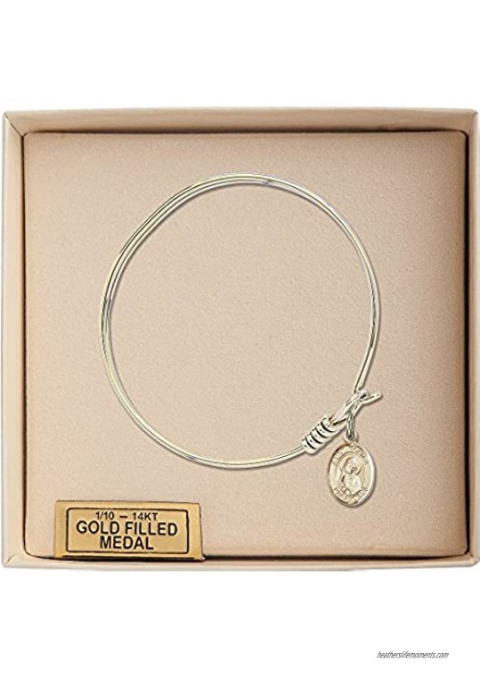 Bonyak Jewelry Round Eye Hook Bangle Bracelet w/St. Monica in Gold-Filled