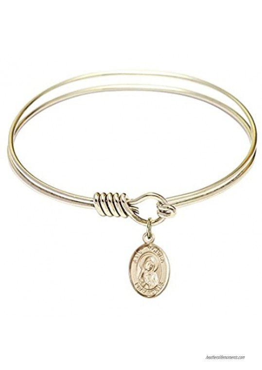 Bonyak Jewelry Round Eye Hook Bangle Bracelet w/St. Monica in Gold-Filled