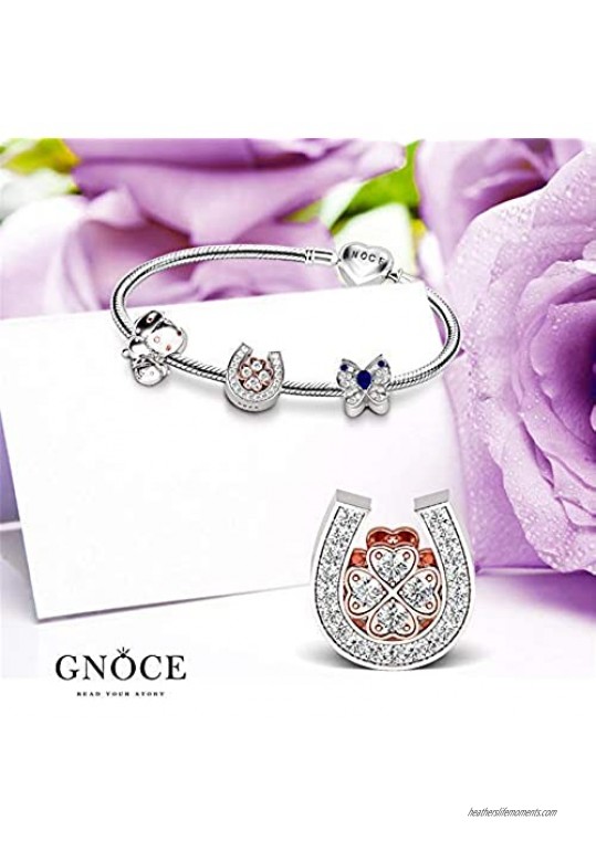 GNOCE Rose Gold Charm Bracelet for Women 925 Sterling Silver Snake Chain Bracelet with Skull Charm Bead Basic Charm Bangle with Clasp