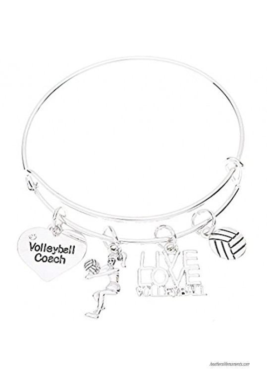 Infinity Collection Volleyball Coach Charm Bangle Bracelet  Volleyball Jewelry for Women -Volleyball Gifts for Coaches