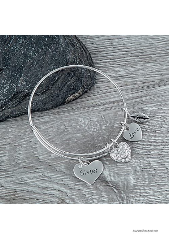 Infinity Collection Women's Sister Charm Bangle Bracelet- Sister Jewelry for Big Middle & Little Sisters