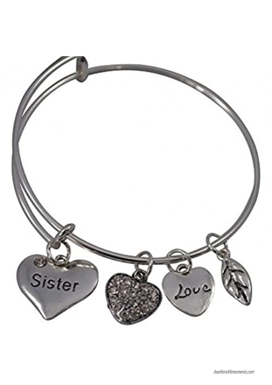 Infinity Collection Women's Sister Charm Bangle Bracelet- Sister Jewelry for Big Middle & Little Sisters