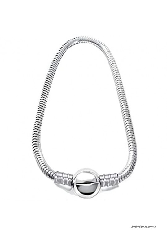 JMQJewelry Snake Chain Bracelet Ball Charm Bracelet Stainless Steel with Lobster Clasp Beads for Women Men