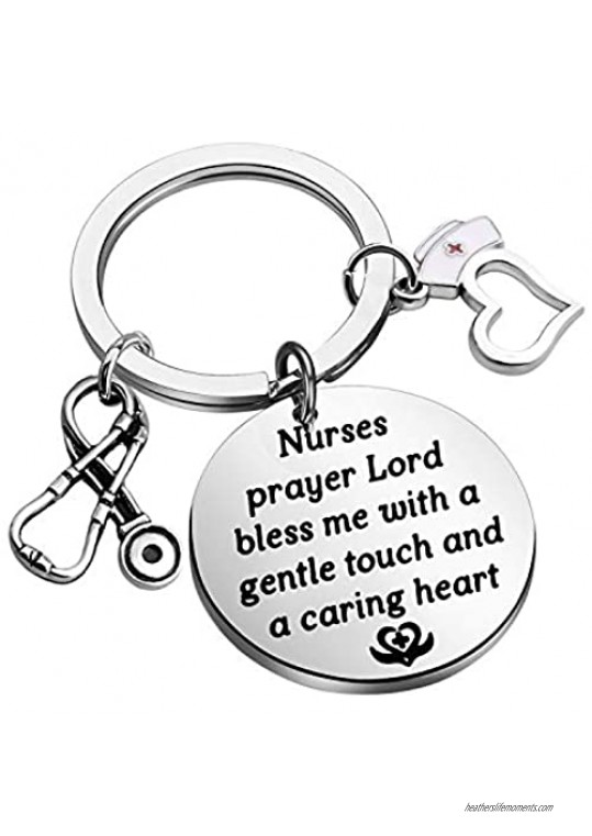 KUIYAI Nurse Prayer Necklace Bracelet with RN Caduceus Stethoscope Charms for Nurse Doctor