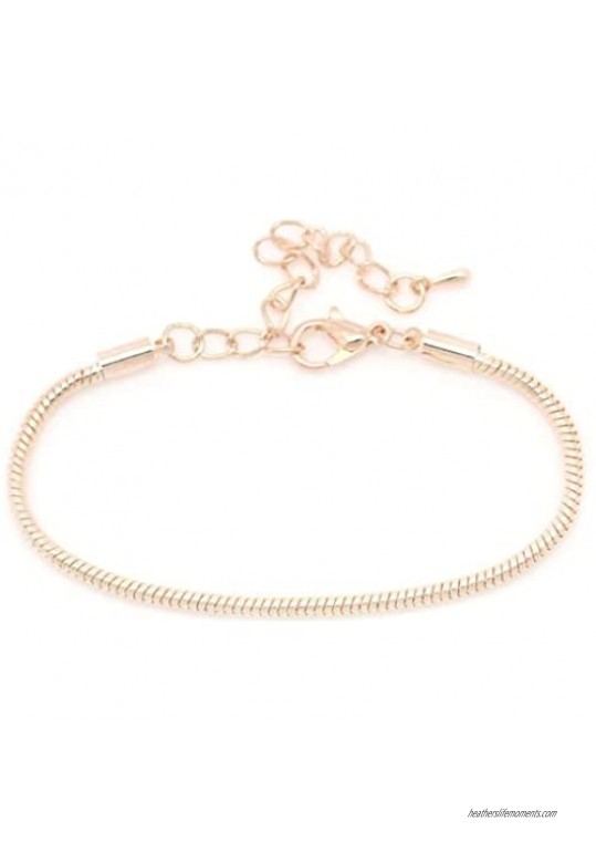 SEXY SPARKLES Rose Gold Tone Snake Chain Bracelet with Lobster Clasp