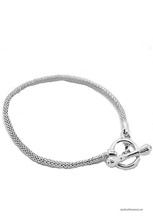 Sexy Sparkles Silver Tone Toggle Clasp Bracelet 9 Inches