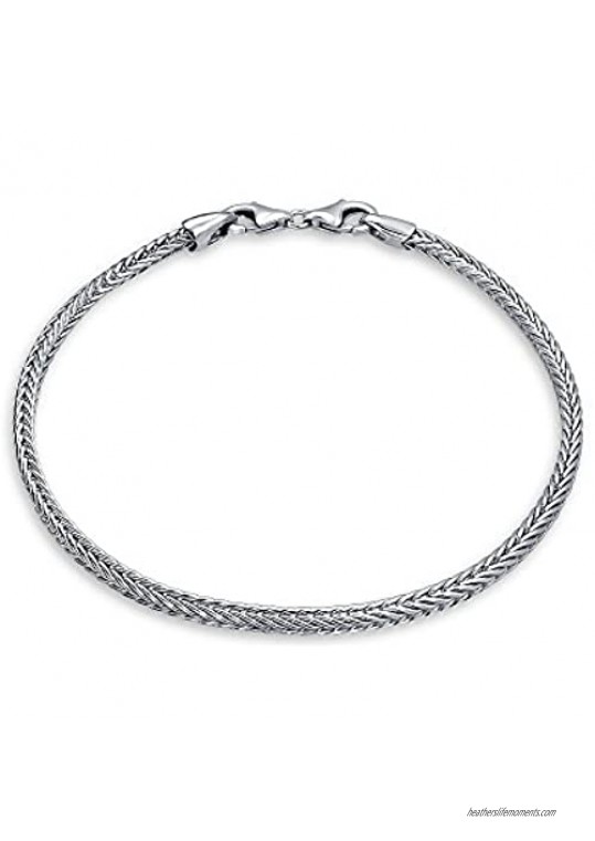 Unisex Strong Stackable 925 Sterling Silver Foxtail Wheat Chain Bracelet For Women Teen Lobster Claw Clasp Fits Charm Beads 7 8 9 Inch