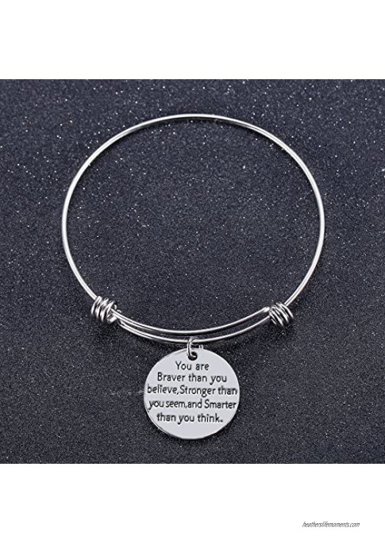 You are Braver Than You Believe Stronger Than You Seem and Smarter Than You Think Charm Bangle Bracelet