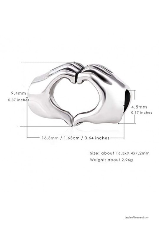 925 Sterling Silver Love Heart Charms Fit Bracelets Pendant for Necklace for Women Girls