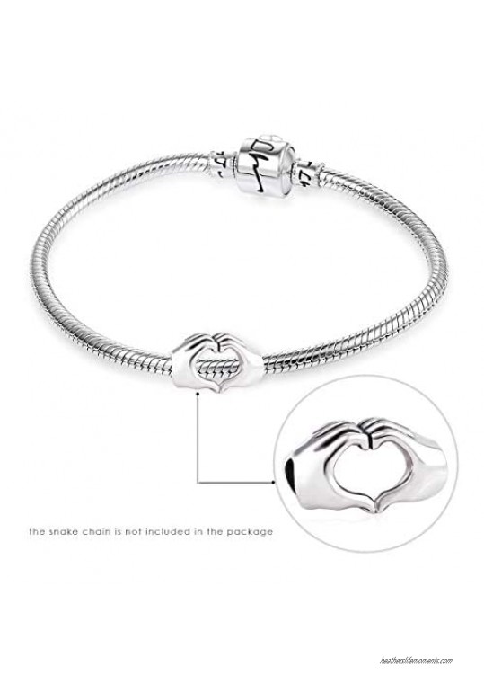 925 Sterling Silver Love Heart Charms Fit Bracelets Pendant for Necklace for Women Girls
