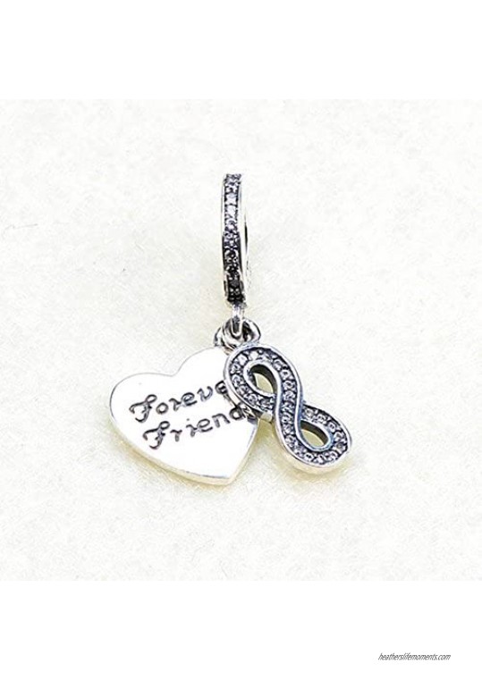 Beauty Heart Infinite Friend Charm 925 Sterling Silver Friendship Friend Forever Dangle Beads Fit Necklace and Bracelet