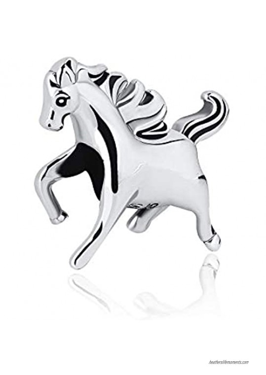 Bolenvi Mustang Horse Farm 925 Sterling Silver Charm Bead for Pandora & Similar Charm Bracelets or Necklaces