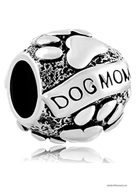 CharmSStory Paws Animal Dog Mom Silver Plated Charms Beads for Bracelets