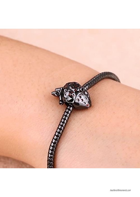GNOCE Heart with Blood Vessel Charms Sterling Silver My Heart Beats for You Horror Charm Bead Black Plated Fit Bracelet/Necklace Jewelry Gift for Women Girls
