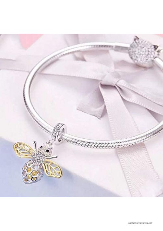 Insect Charm 925 Sterling Silver bee Butterfly Dragonfly Animal Charms Fit on 3mm Pandora Snake Chain Bracelet