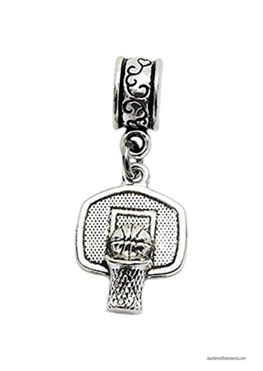 J&M Dangle Basketball Shot Made Charm Bead for Charms Bracelets