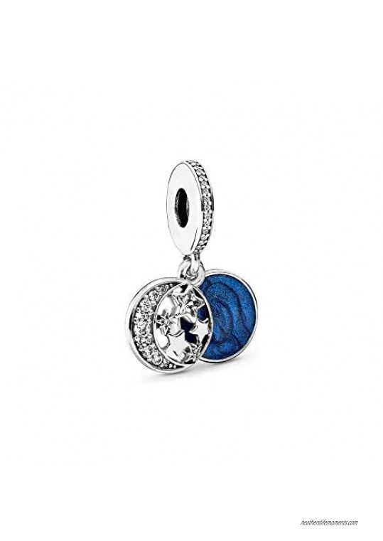 MiniJewelry Blue Moon Star Charm for Bracelets Night Sky Dangle Sterling Silver Charm I Love You to the Moon and Back