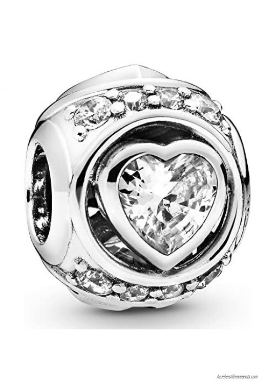 Pandora Jewelry Elevated Heart Cubic Zirconia Charm in Sterling Silver