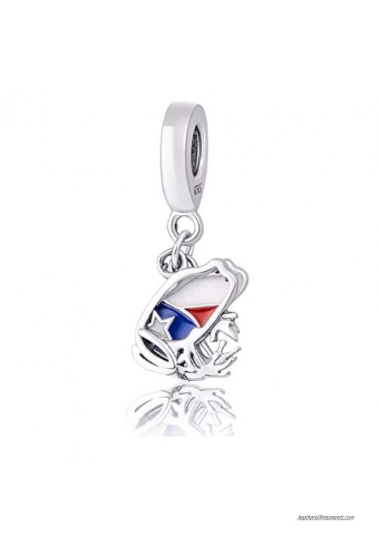 Puerto Rico Map Flag Charm  Frog Pendant Charm Animal Enamel Charm 925 Sterling Silver Fit European Bracelet&Necklace