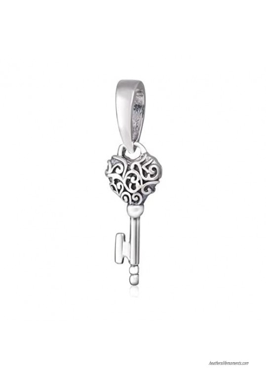 Regal Key Silver Pendant Charm 925 Sterling Silver Beads Keys of Love Charm fit Pandora Charms Bracelet & Necklace