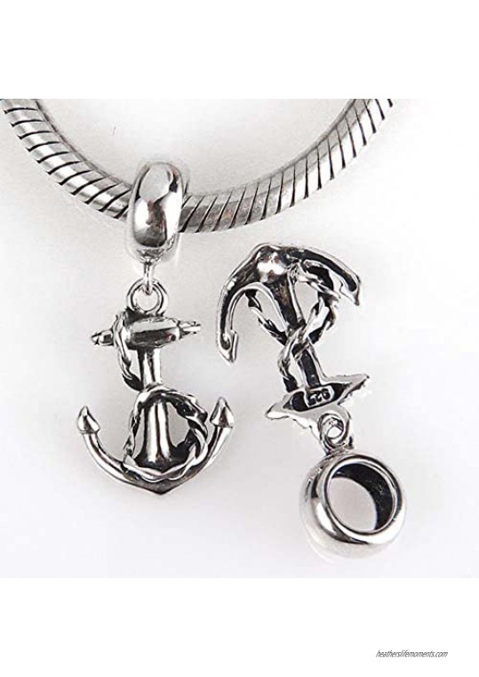 Sailor's Anchor Charm Sterling Silver Sea Sailing Charm USN Navy Charm for Bracelet
