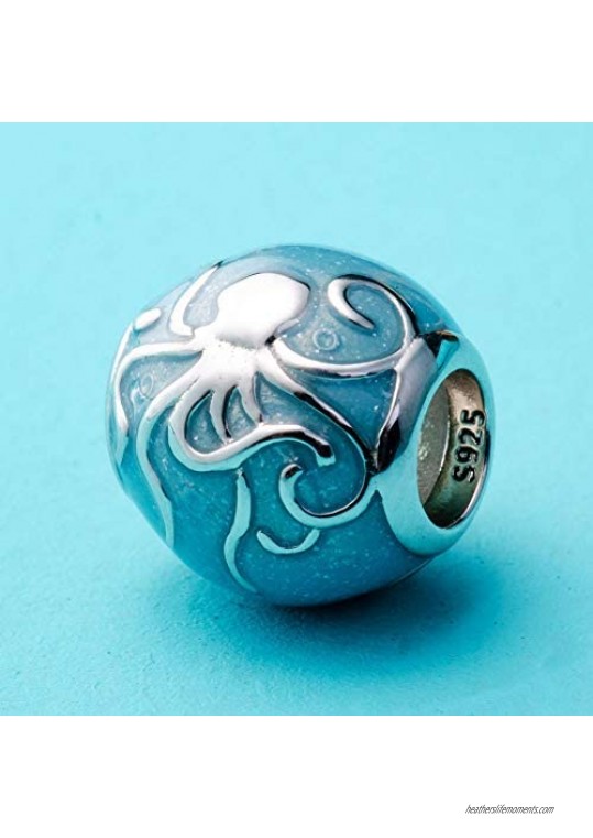 Sea Turtle Charms Ocean Animal Charm 925 Sterling Silver Octopus Dolphin Starfish Beads Hawaii Summer Tropical Marine Life Charm for Women Gift
