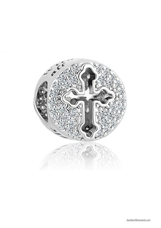 ShinyJewelry Sterling Silver Cross Charm With God All Things are Possible Religious Bead for Snake Bracelet