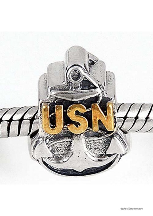 USN Navy Anchor Charm 925 Sterling Silver Gold Plated Charm Sailor Charm Birthday Charm Anniversary Charm for DIY Charms Bracelets