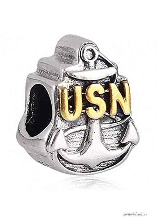 USN Navy Anchor Charm 925 Sterling Silver Gold Plated Charm Sailor Charm Birthday Charm Anniversary Charm for DIY Charms Bracelets