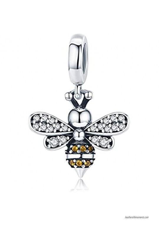 WOSTU Charm Bracelets Charms Luxury Sterling Silver Enamel Magnolia Dangle Charms fit Charms Bracelets