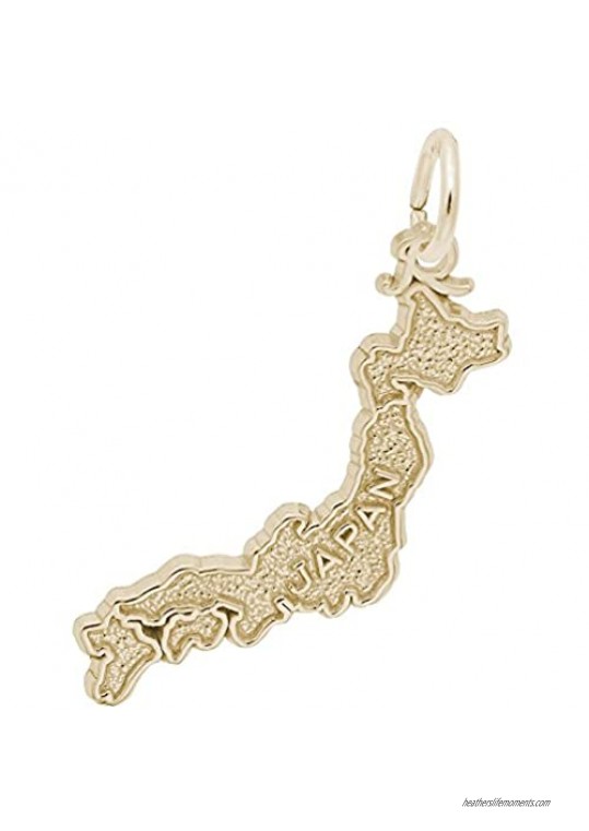 10k Yellow Gold Map of Japan Charm Charms for Bracelets and Necklaces