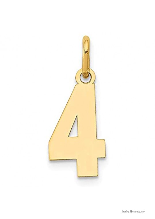 14K Yellow Gold Small Polished Number 4 Charm