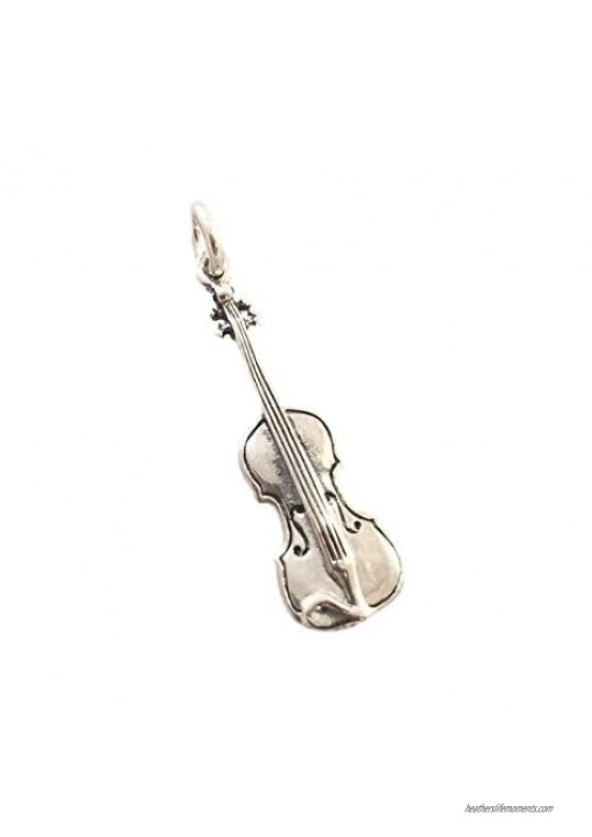 925 Sterling Silver IRISH FIDDLE 3-D Charm Pendant Celtic Symbol Violin Music String Instrument Symphony Orchestra New .925 Bracelet Charm mc36
