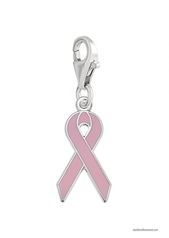Breast Cancer Ribbon Charm With Lobster Claw Clasp Charms for Bracelets and Necklaces