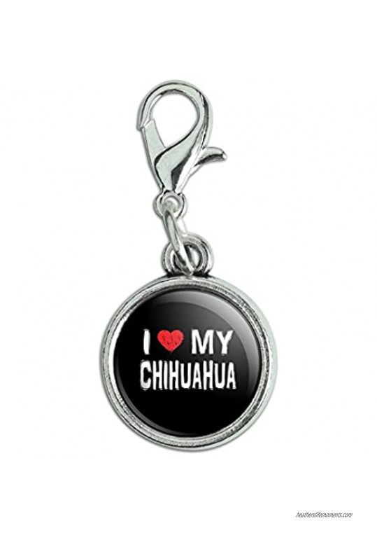 Graphics and More Antiqued Bracelet Pendant Zipper Pull Charm with Lobster Clasp I Love My Dog B-E