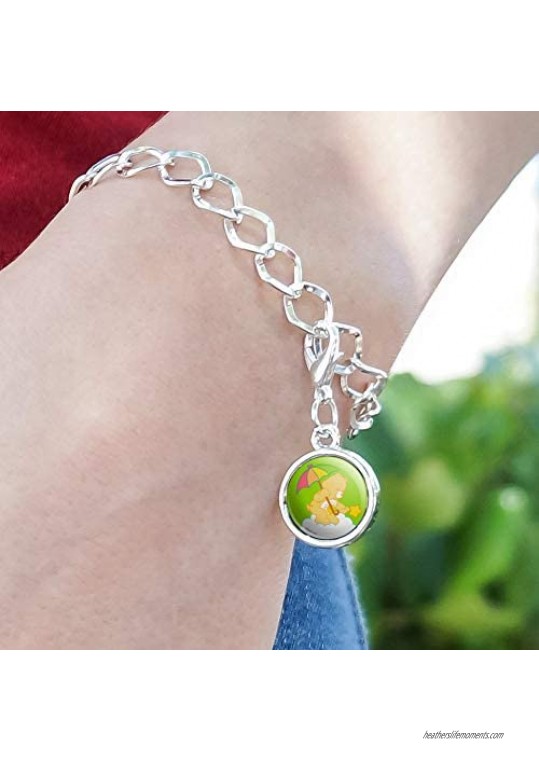 GRAPHICS & MORE Care Bears Funshine Bear Silver Plated Bracelet with Antiqued Charm