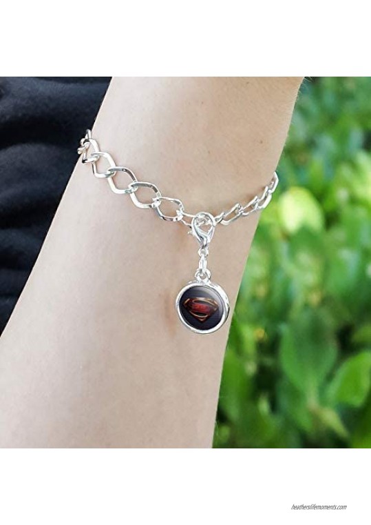 GRAPHICS & MORE Justice League Movie Superman Logo Antiqued Bracelet Pendant Zipper Pull Charm with Lobster Clasp