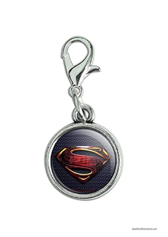 GRAPHICS & MORE Justice League Movie Superman Logo Antiqued Bracelet Pendant Zipper Pull Charm with Lobster Clasp