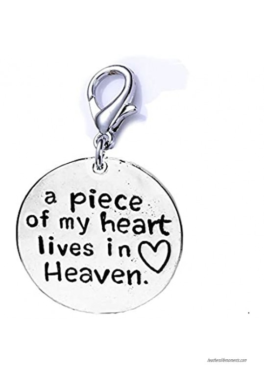 Memorial Charm A Piece of My Heart Lives in Heaven Lobster Claw Clasp Charm 4878