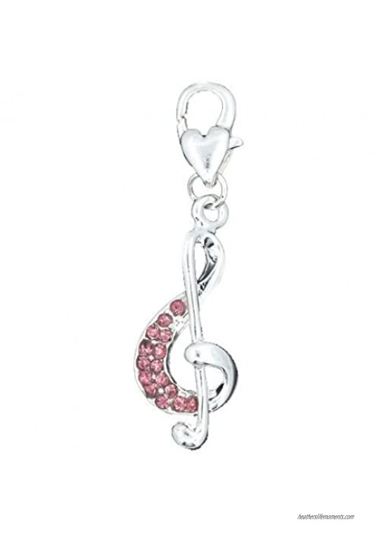 Sexy Sparkles Pink Music Note Charm for European Jewelry with Lobster Clasp