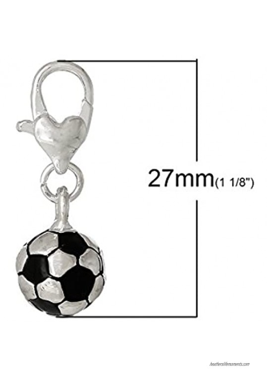 Sexy Sparkles Soccer Ball Charm Bead Clip On for Bracelet Charm Pendant for European Charm Jewelry with Lobster Clasp