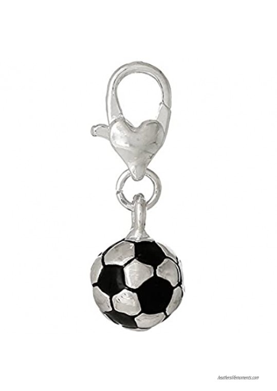 Sexy Sparkles Soccer Ball Charm Bead Clip On for Bracelet Charm Pendant for European Charm Jewelry with Lobster Clasp
